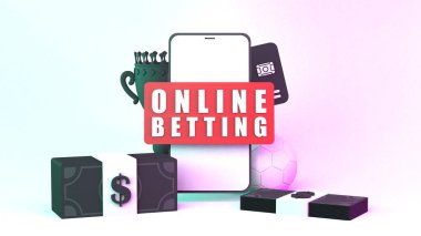 Bahis pankartı. Spor bahisleri. 3d resimleme.