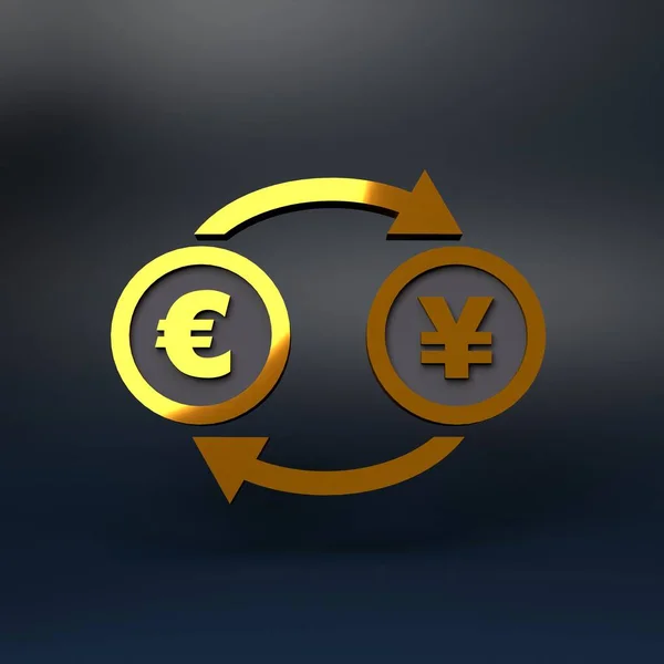 Yen Euro Konverzió Renderelés Illusztráció — Stock Fotó