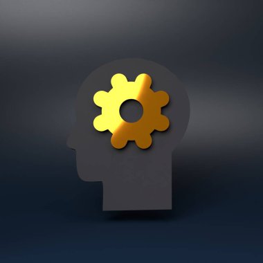 Teçhizatlı insan kafası. 3d resimleme.