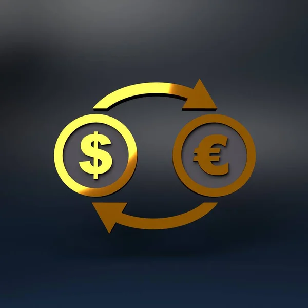 Conversione Del Dollaro Dell Euro Illustrazione Rendering — Foto Stock