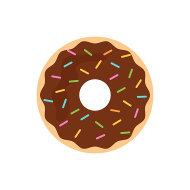 Düz ikon çikolatalı çörek beyaz arka planda izole edilmiş. Vektör illüstrasyonu.