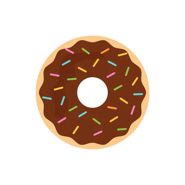 Donut Chocolate Ícone Plana Isolado Fundo Branco Ilustração Vetorial —  Vetores de Stock