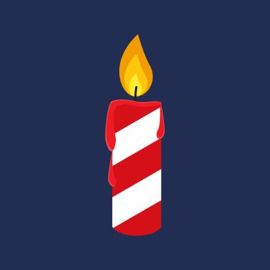 Düz ikon Noel mumu. Vektör illüstrasyonu.