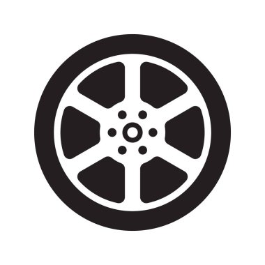 Çizgi simgesi araba tekerleği beyaz arkaplanda izole edilmiş. Vektör illüstrasyonu.