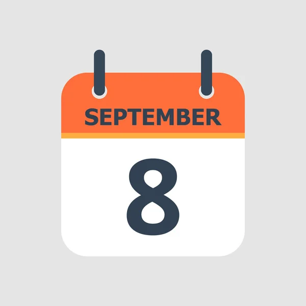 Επίπεδο Ημερολόγιο Εικονίδιο Σεπτεμβρίου Απομονώνονται Γκρι Φόντο Εικονογράφηση Διανύσματος — Διανυσματικό Αρχείο