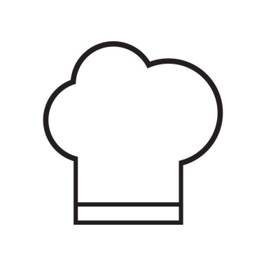 Beyaz arka planda izole edilmiş çizgi şefi şapkası. Vektör illüstrasyonu.