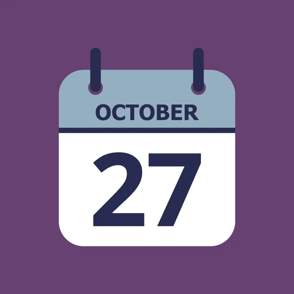 Επίπεδη Ημερολόγιο Εικονίδιο Οκτωβρίου Απομονώνονται Μωβ Φόντο Εικονογράφηση Διανύσματος — Διανυσματικό Αρχείο