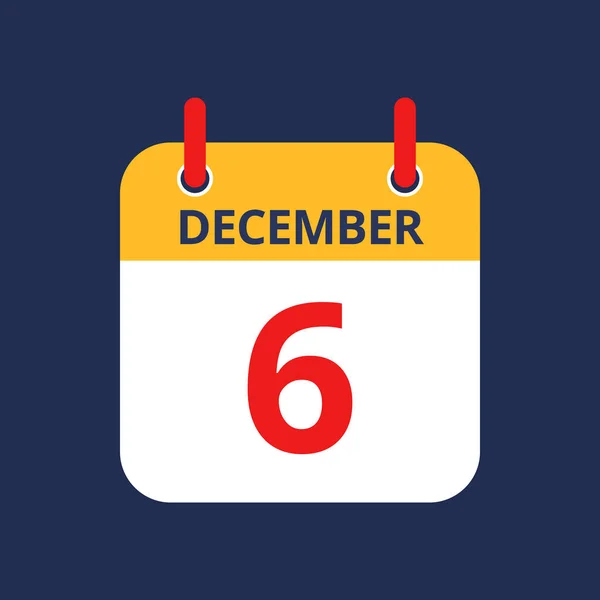 Icono Plano Calendario Diciembre Aislado Sobre Fondo Azul Ilustración Vectorial — Vector de stock