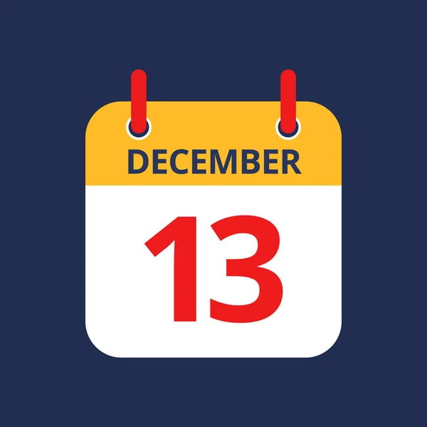 Icono Plano Calendario Diciembre Aislado Sobre Fondo Azul Ilustración Vectorial — Archivo Imágenes Vectoriales