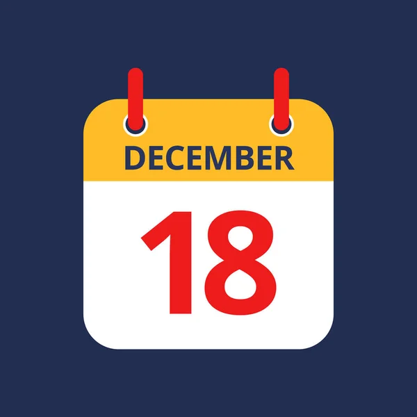 Icono Plano Calendario Diciembre Aislado Sobre Fondo Azul Ilustración Vectorial — Vector de stock