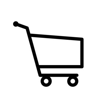 Beyaz arka planda izole edilmiş çizgi simgesi alışveriş arabası. Vektör illüstrasyonu.