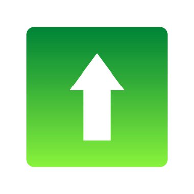 Yukarı ok simgesi beyaz arkaplanda izole edildi. Vektör illüstrasyonu.