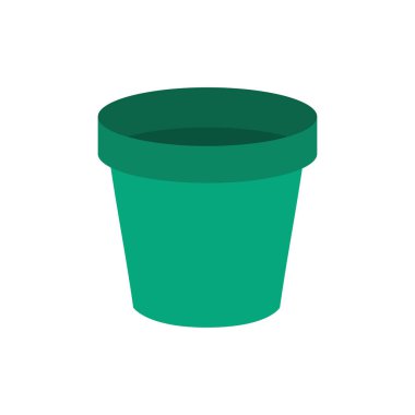 Düz ikon yeşil saksı beyaz arkaplanda izole edilmiş. Vektör illüstrasyonu.