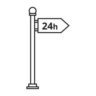 Beyaz arkaplanda 24 saat açık bir çizgi simgesi var. Vektör illüstrasyonu.