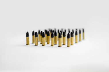 set of bullets with same caliber on white background  clipart