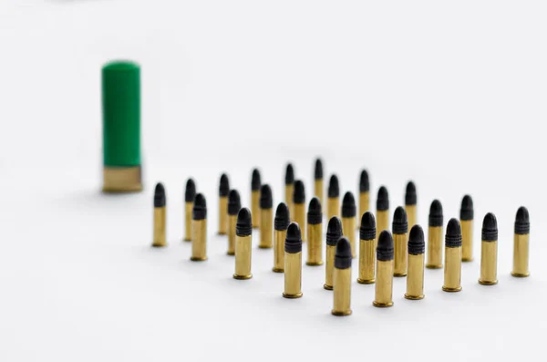 Set of military bullets on white background — Stock Photo