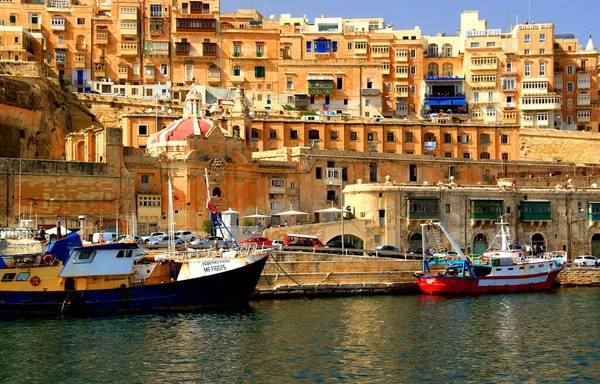 Great Harbor Valletta Views Yellow Stone Houses Maltese Capital Valletta Stock Picture