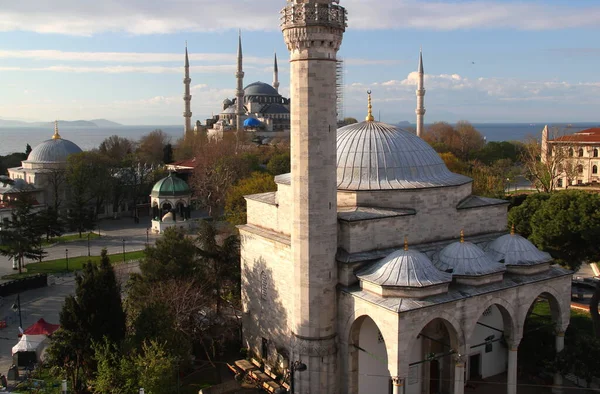 View Blue Mosque Hippodrome Square German Fountain Bosphorus Strait Background — Stock Photo, Image