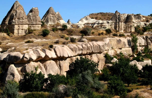 Tájkép Gomba Alakú Hegyekkel Zemi Völgyben Goreme Közelében Cappadociában Törökországban — Stock Fotó