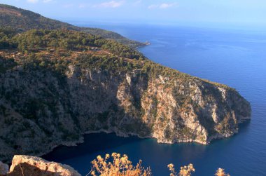 View of the Valley of the Butterflies on the Mediterranean coast near the village of Oludeniz near Fethiye in southern Turkey