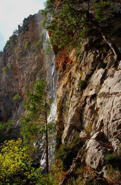 Zijaanzicht Van Een Plons Waterval Sapadere Canyon Bij Alanya Turkije — Stockfoto
