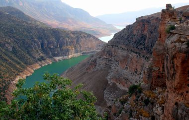 Mountain canyon and Botan River at sunset in a national park near the city of Siirt in the Southeast Anatolia region of Turkey