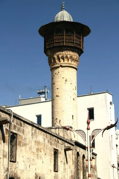 Das Minarett Der Omeriye Moschee Historischen Teil Der Südtürkischen Stadt — Stockfoto