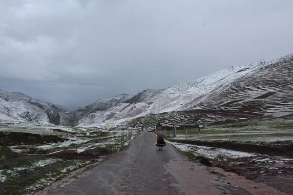 Paisagem Peruana Após Uma Tempestade Granizo Andes Peruanos Saudaram Não — Fotografia de Stock