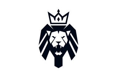 Bir taç takan aslan illüstrasyon logosu