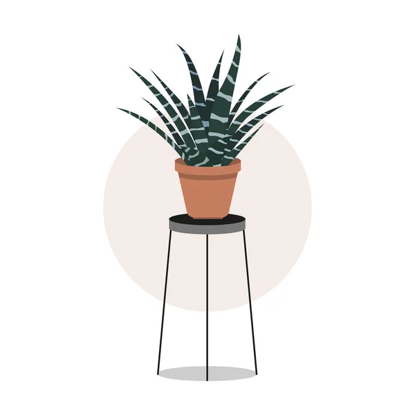 Hand Getekend Potted Houseplant Platte Illustratie — Stockvector