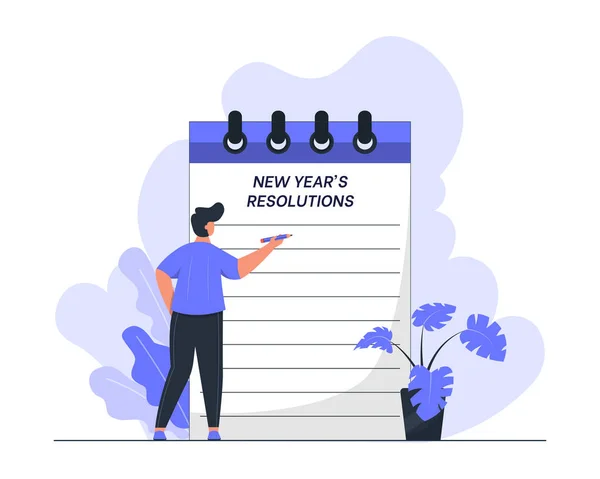 Resoluções Ano Novo Metas Ilustração Conceito Planejador —  Vetores de Stock