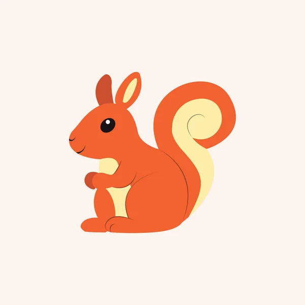 Hand Drawn Cute Squirrel Flat Illustration Векторная Графика