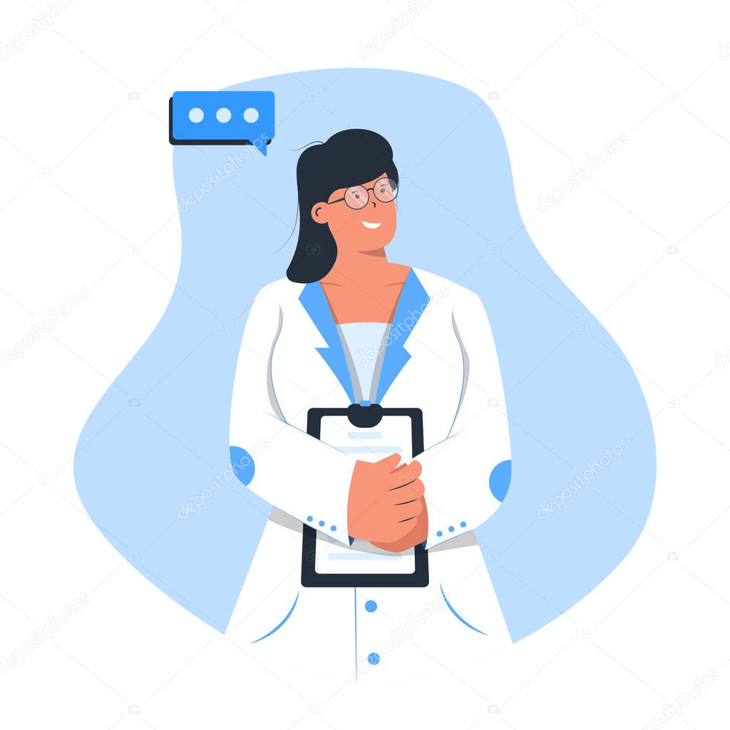 Female Doctor, Health Care, Dentist Concept in Flat Illustration