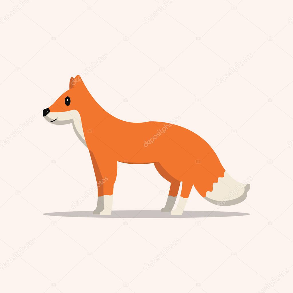 Hand Drawn Cute Fox Flat Illustration