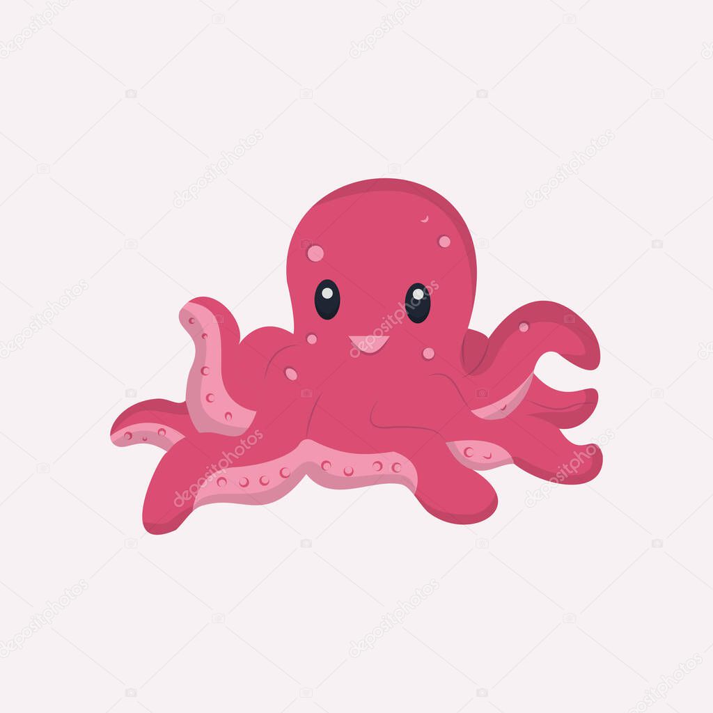 Hand Drawn Flat Cute Octopus Illustration