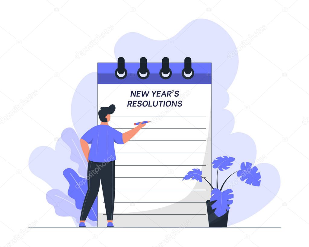 New Year's Resolutions, Goals, Planner Concept Illustration