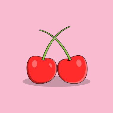 Düz Çizimde Taze Kirazlar