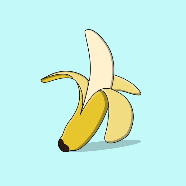 Half Geschilde Banaan Platte Illustratie — Stockvector