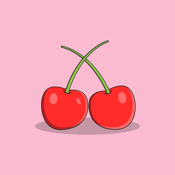 Fresh Cherries Flat Illustration Стоковый вектор