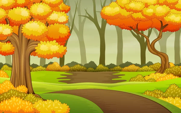 Autumn Trees Forest Background Illustration - Stok Vektor