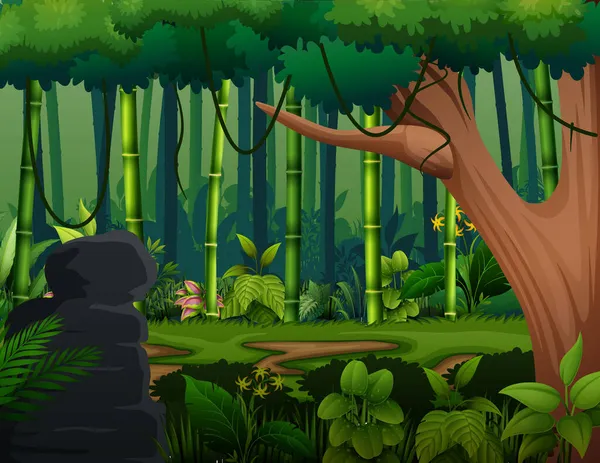 Лісові Пейзажі Фон Великою Кількістю Дерев — стоковий вектор