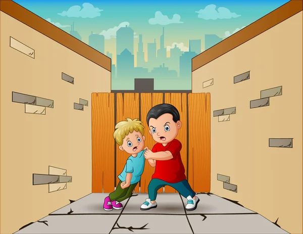 Cartoon Boy Bullying His Younger Friend — Stockvektor