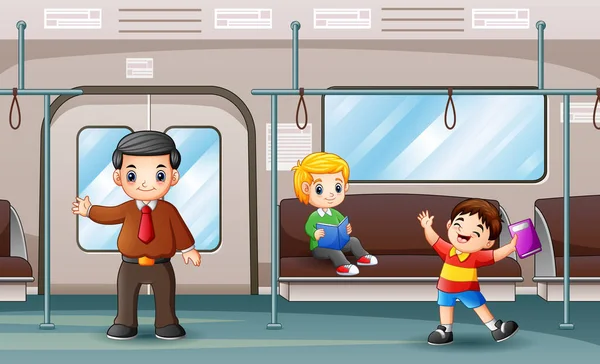 People Metro Subway Train Illustration — Vector de stock