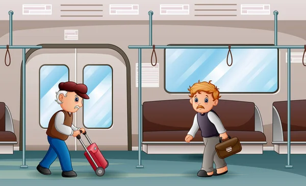 People Metro Subway Train Illustration — ストックベクタ