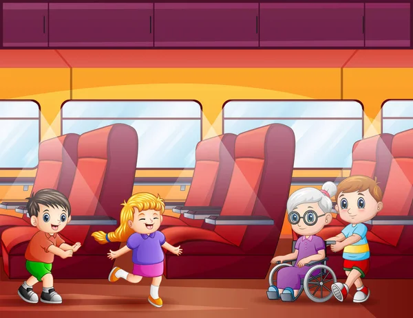 Cartoon Illustration Several Passengers Train — Stockový vektor