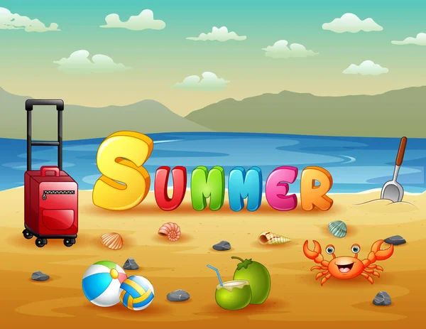 Cartoon Illustration Summer Vacation Beach Background — Vettoriale Stock