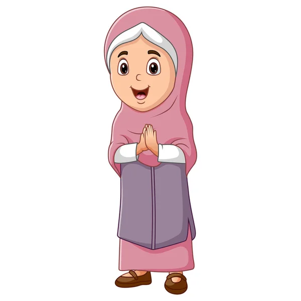 Cartoon Illustration Female Muslim People — 图库矢量图片