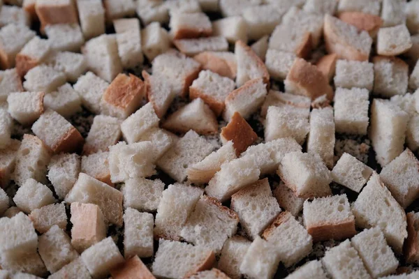 diced slices of white bread