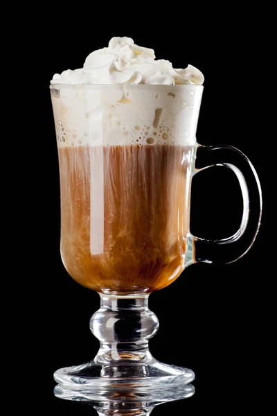 Irish Coffee Cream Black Background — Stock Photo, Image