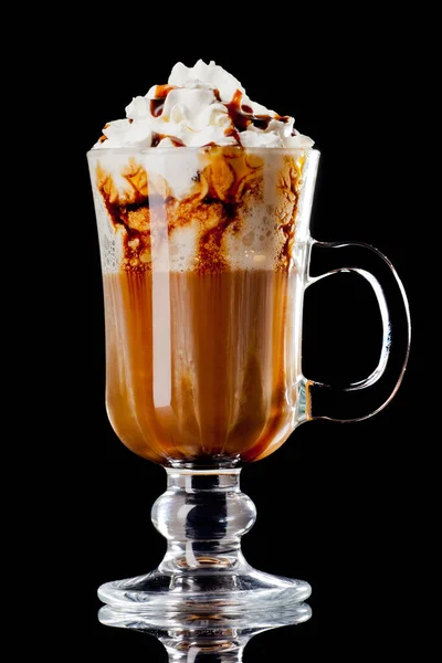 Irish Coffee Cream Black Background — Stock Photo, Image